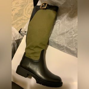 COACH ARMY GREEN LEIGH TWILL BOOTS  SIZE 7.5 B
